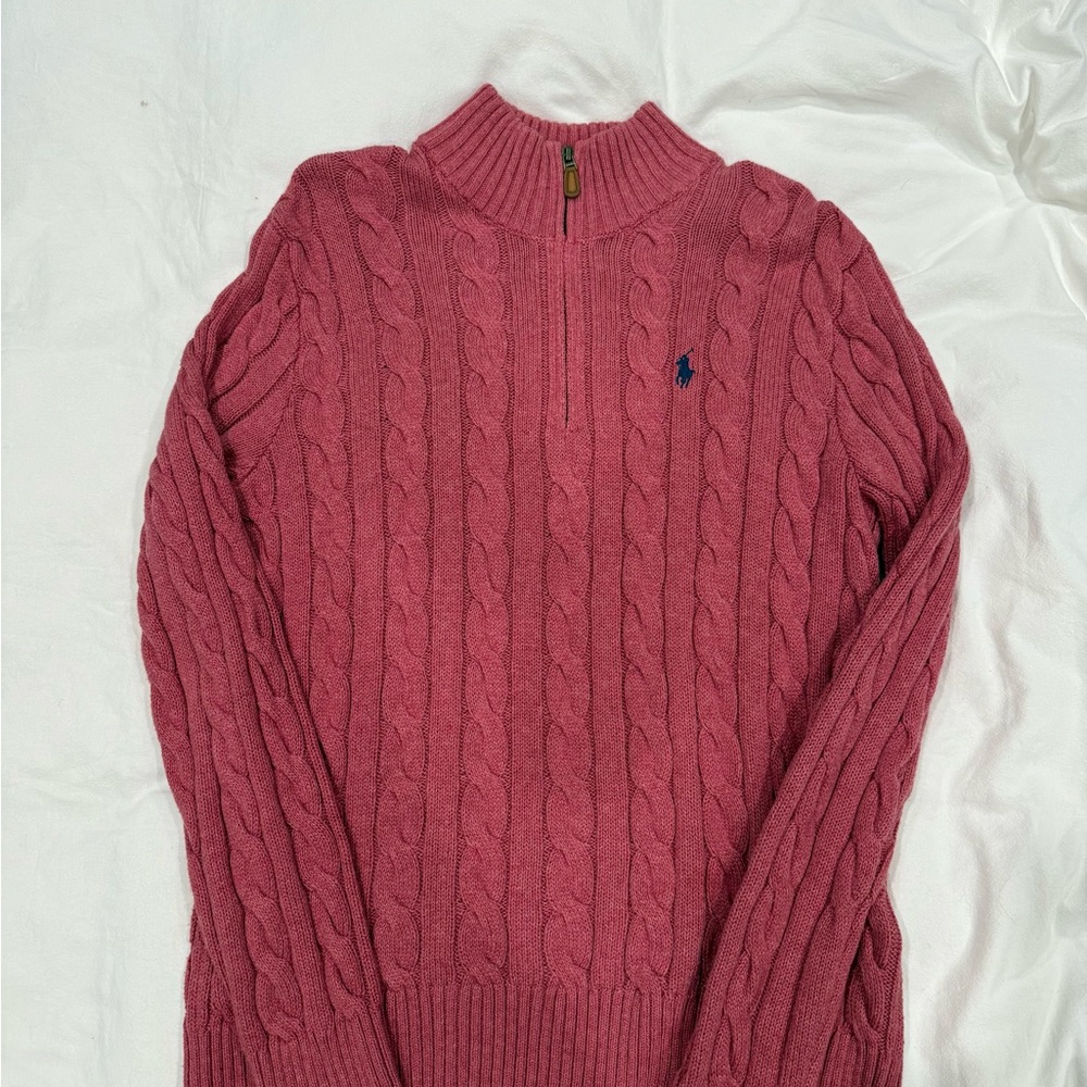 Polo by Ralph Lauren Men's Pink Cable Knit Sweater